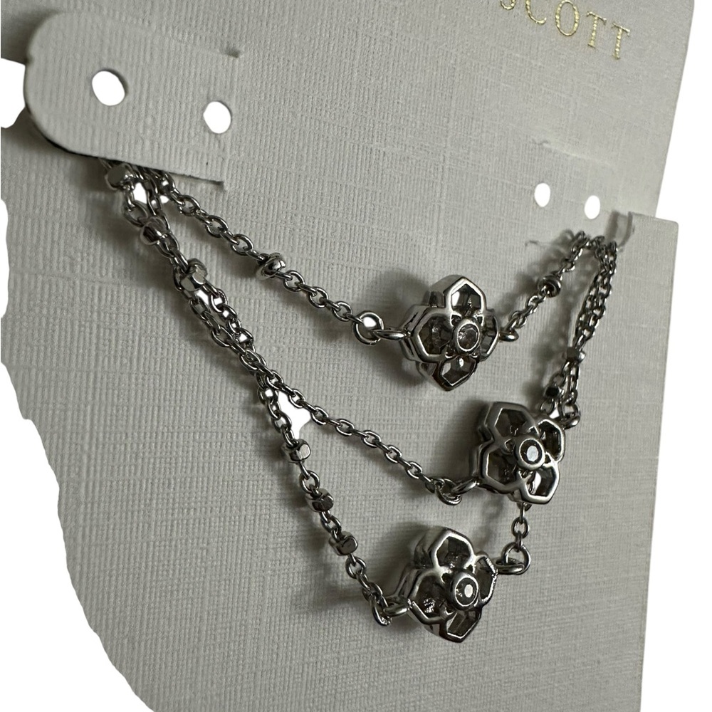 Kendra Scott Rue Multi-Strand Bracelet, Rhodium-Plated NWT & Pouch - Picture 5 of 7